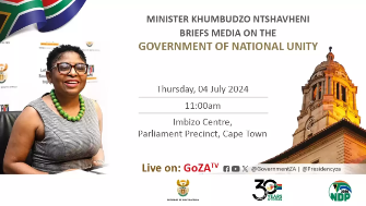MINISTER KHUMBUDZO NTSHAVHENI  BRIEFS MEDIA ON THE  GOVERNMENT OF NATIONAL UNITY